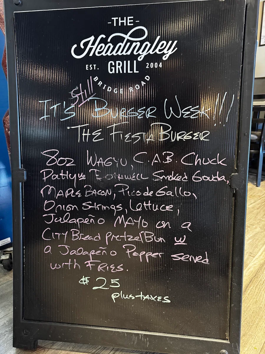 Menu, Headingley Grill Restaurant and Catering