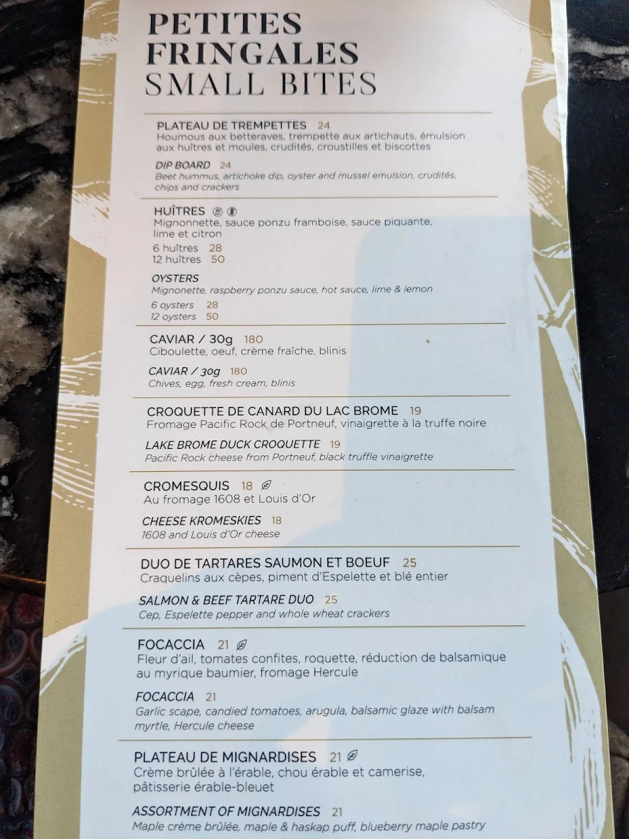 Menu, Bar 1608