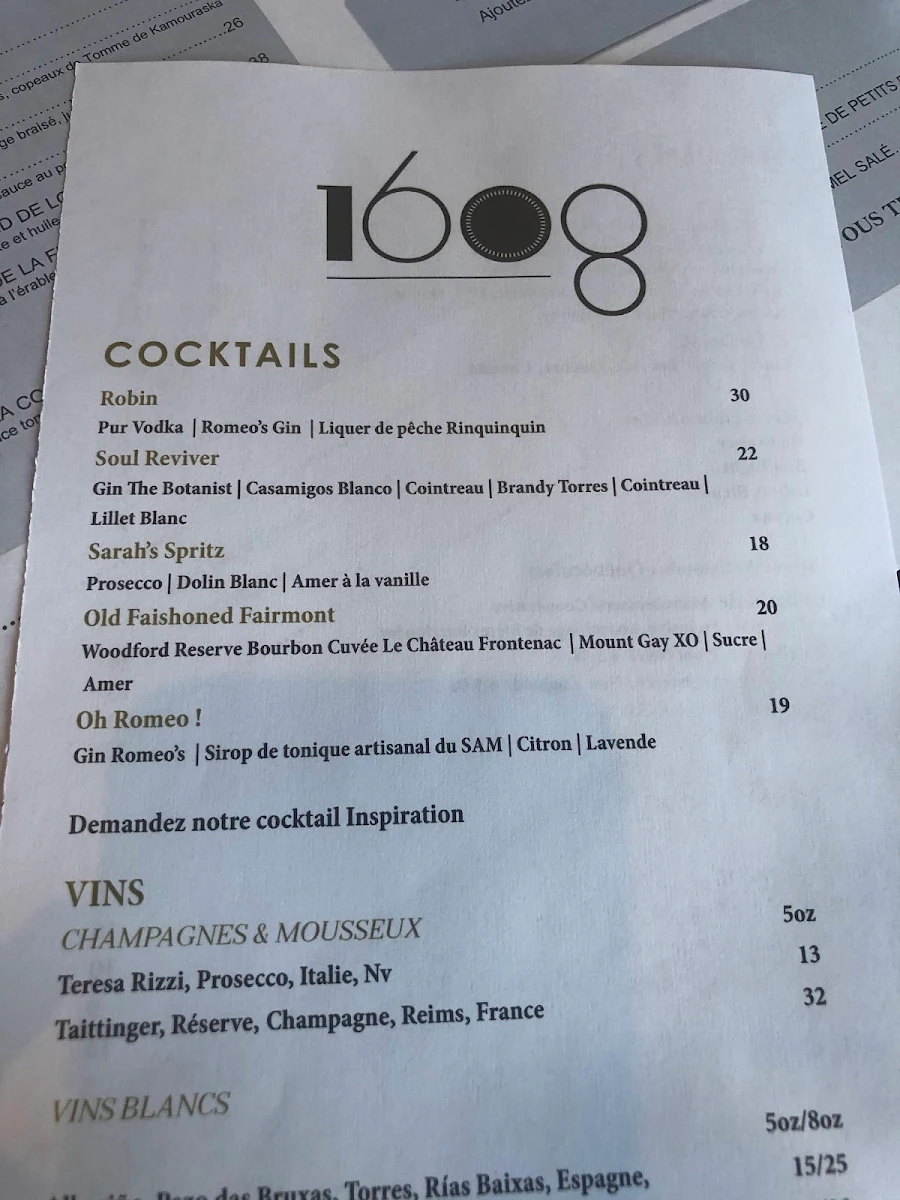 Menu, Bar 1608