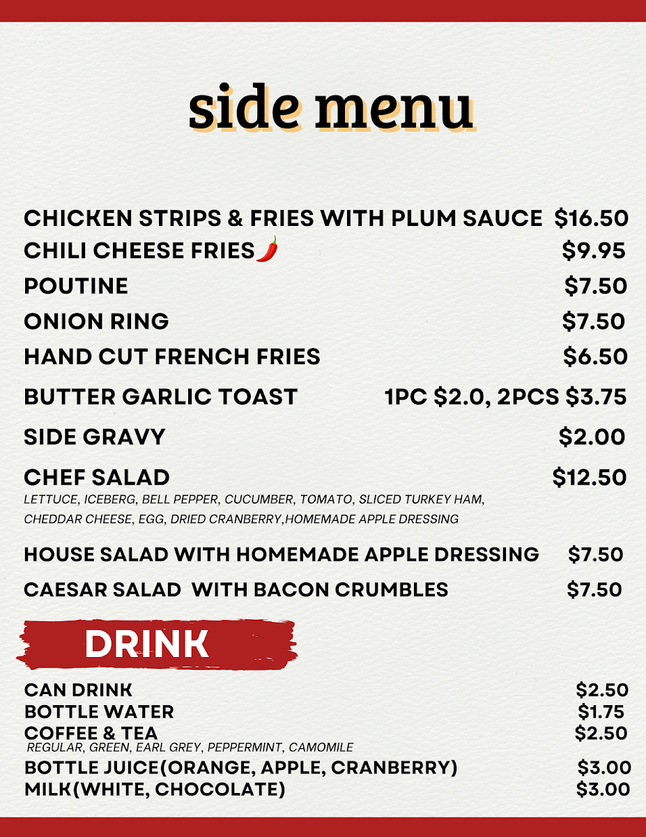 Menu, Hunters Country Kitchen