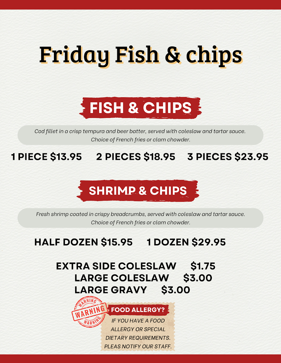 Menu, Hunters Country Kitchen