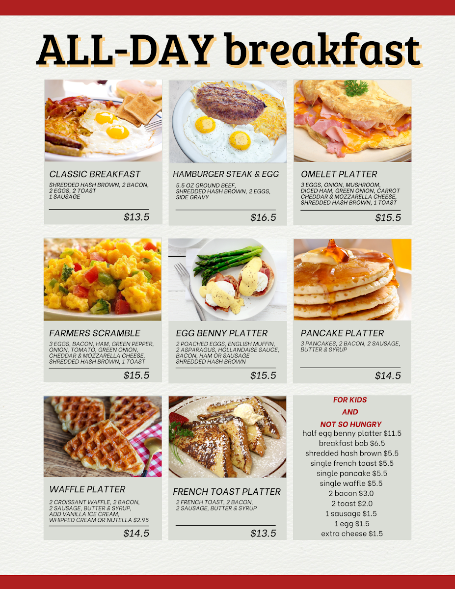Menu, Hunters Country Kitchen