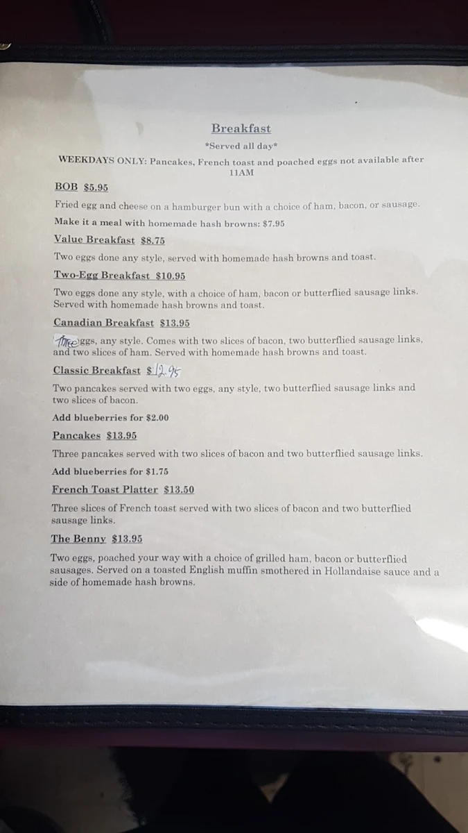 Menu, Hunters Country Kitchen