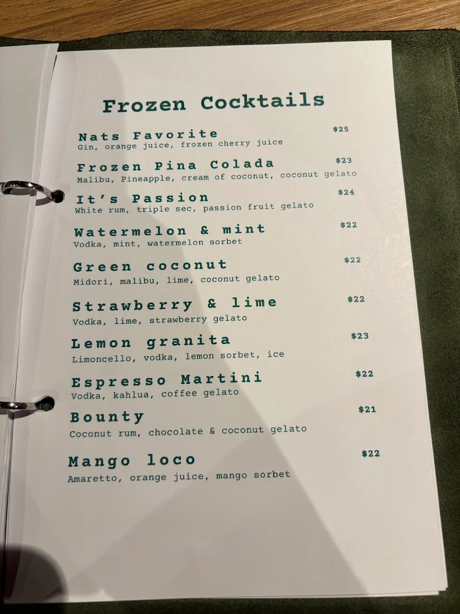 Menu, Burgerchino