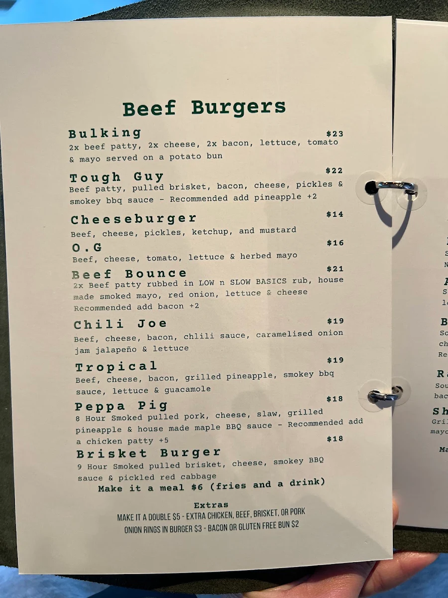 Menu, Burgerchino