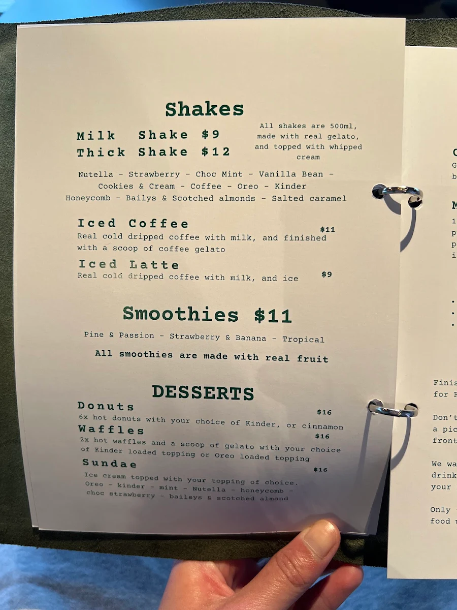 Menu, Burgerchino