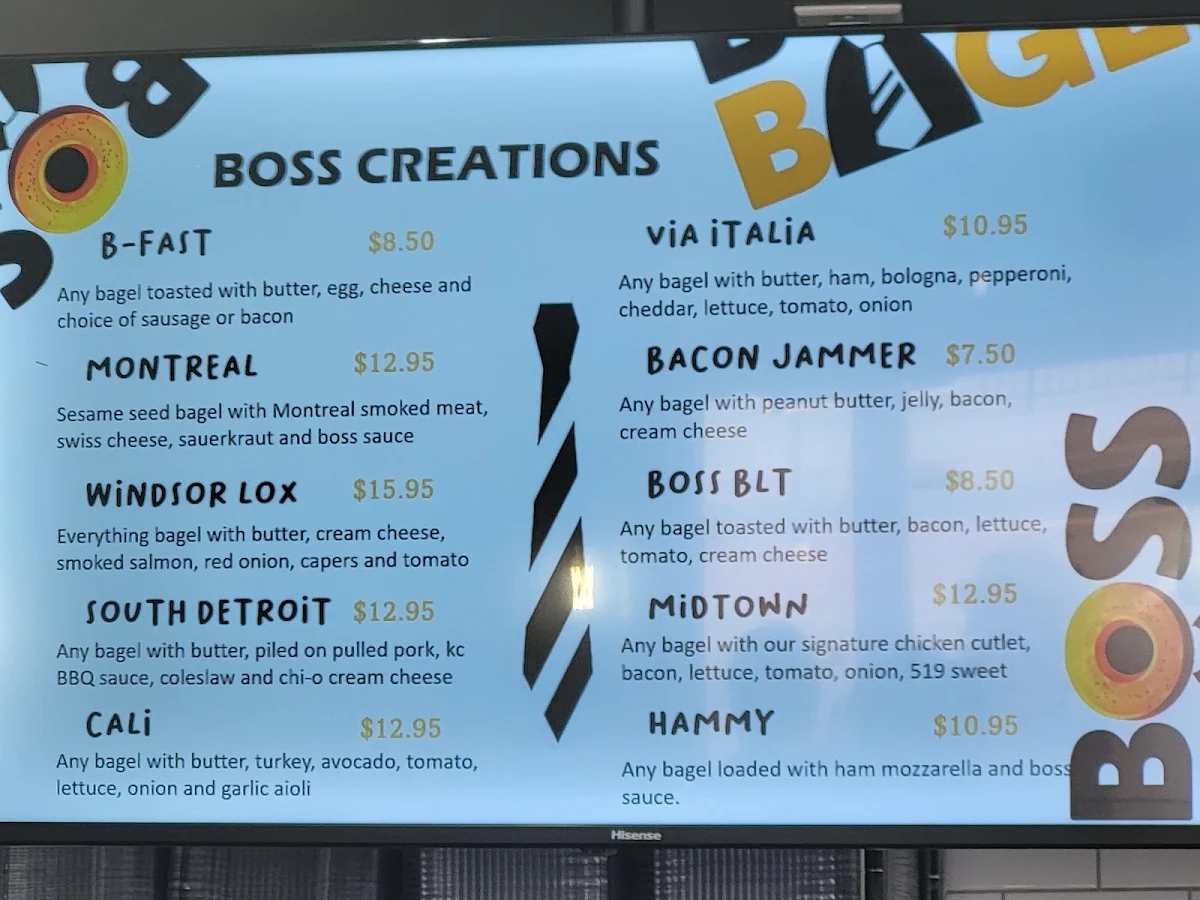 Menu, Boss Bagel