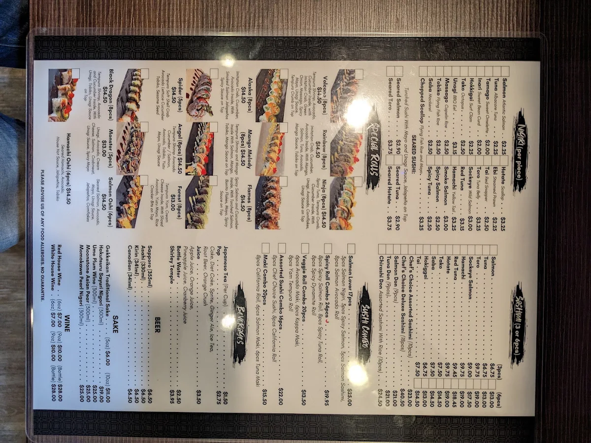 Menu, Miku Sushi