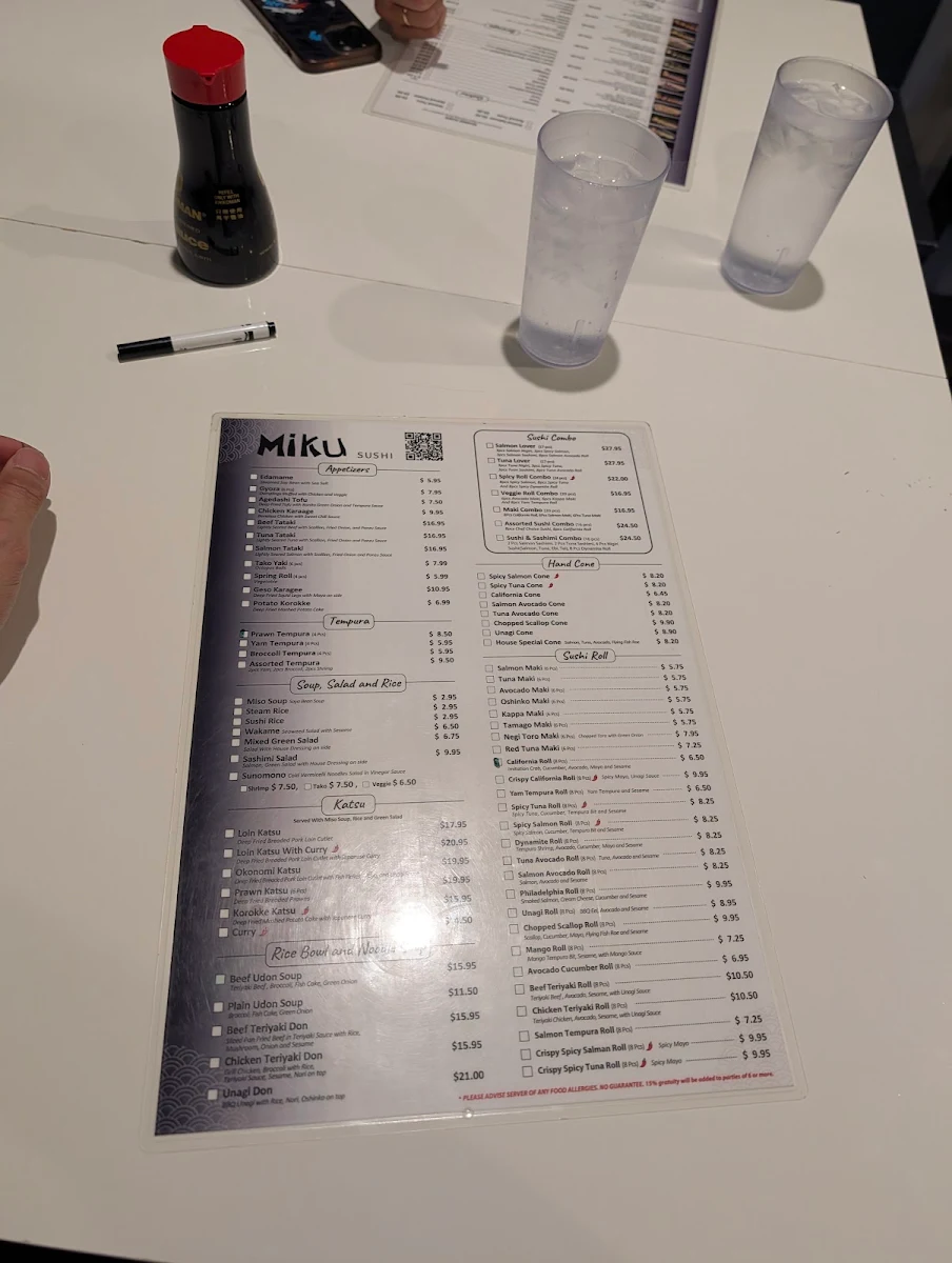 Menu, Miku Sushi