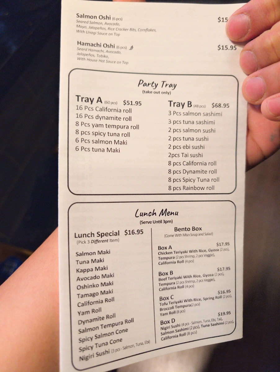 Menu, Miku Sushi