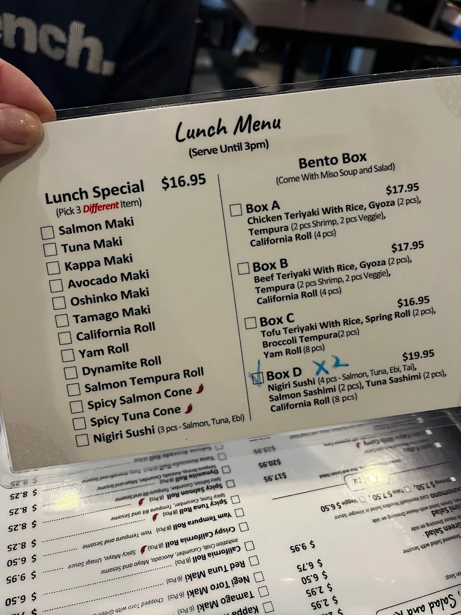 Menu, Miku Sushi