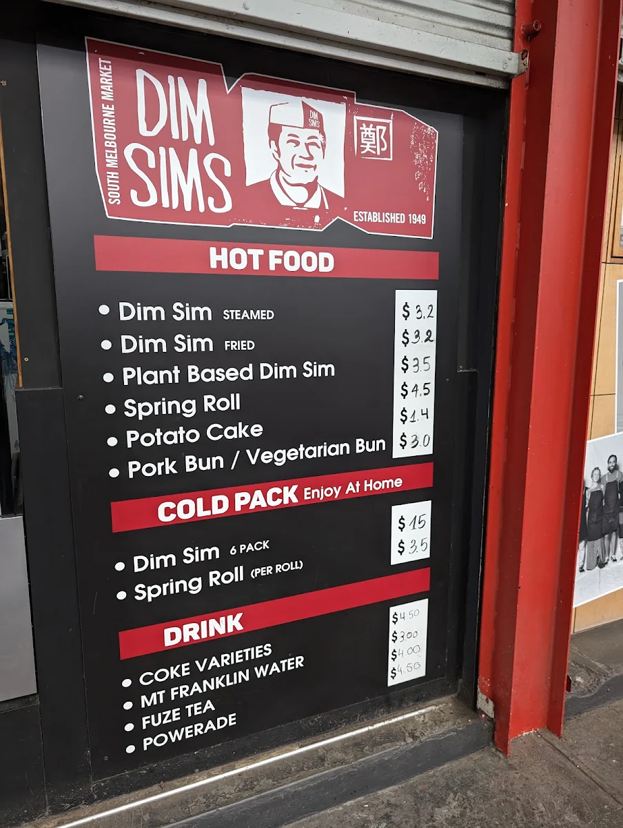 Menu, South Melbourne Market Dim Sims