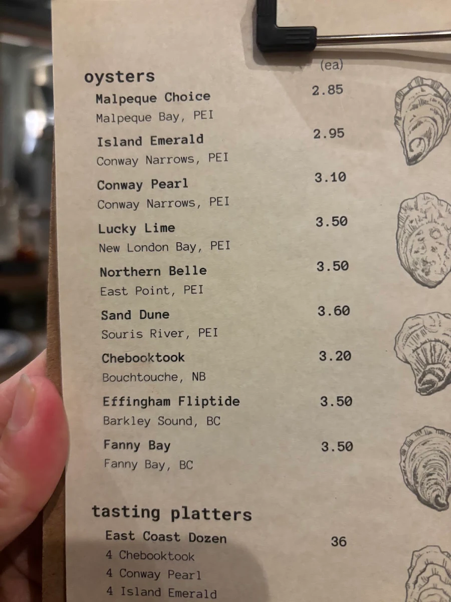 Menu, Island Oysters Restaurant & Bar