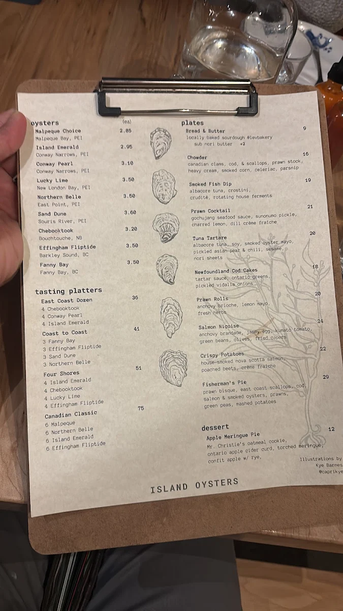Menu, Island Oysters Restaurant & Bar