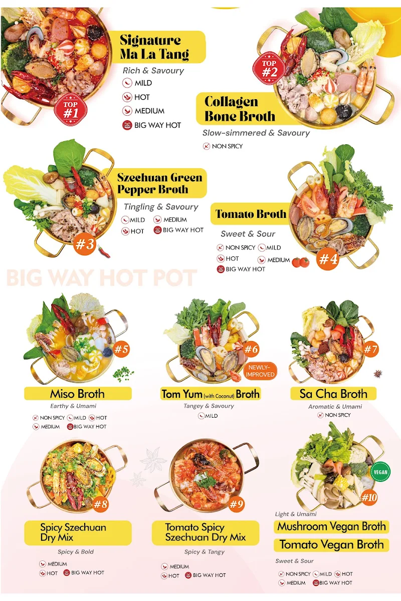 Menu, Big Way Hot Pot (Kerrisdale)