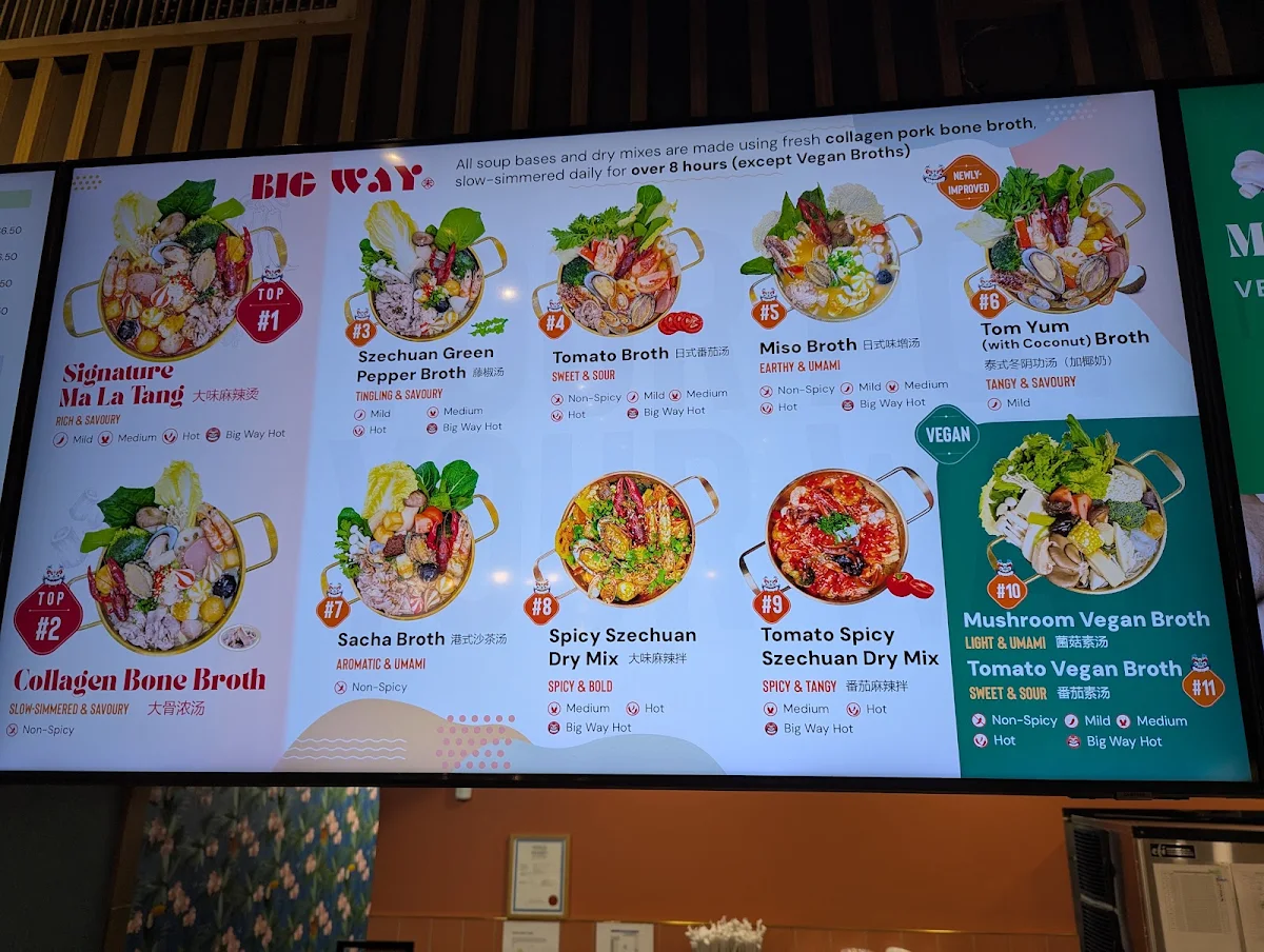 Menu, Big Way Hot Pot (Kerrisdale)
