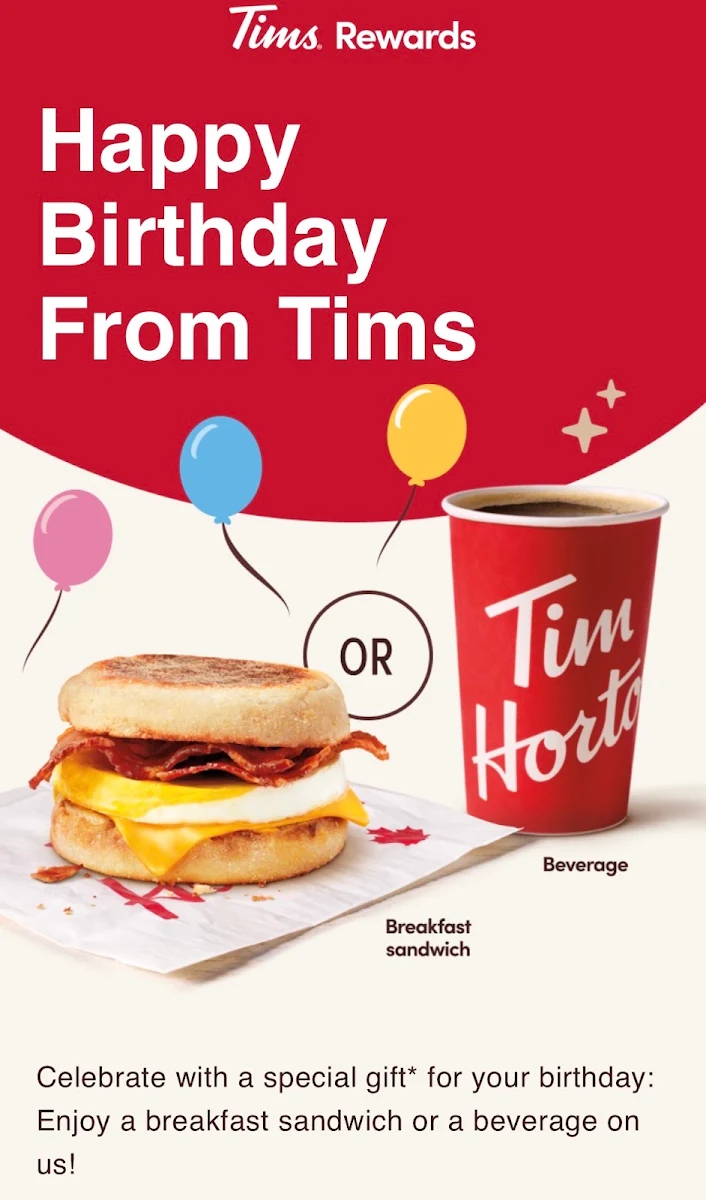 Menu, Tim Hortons