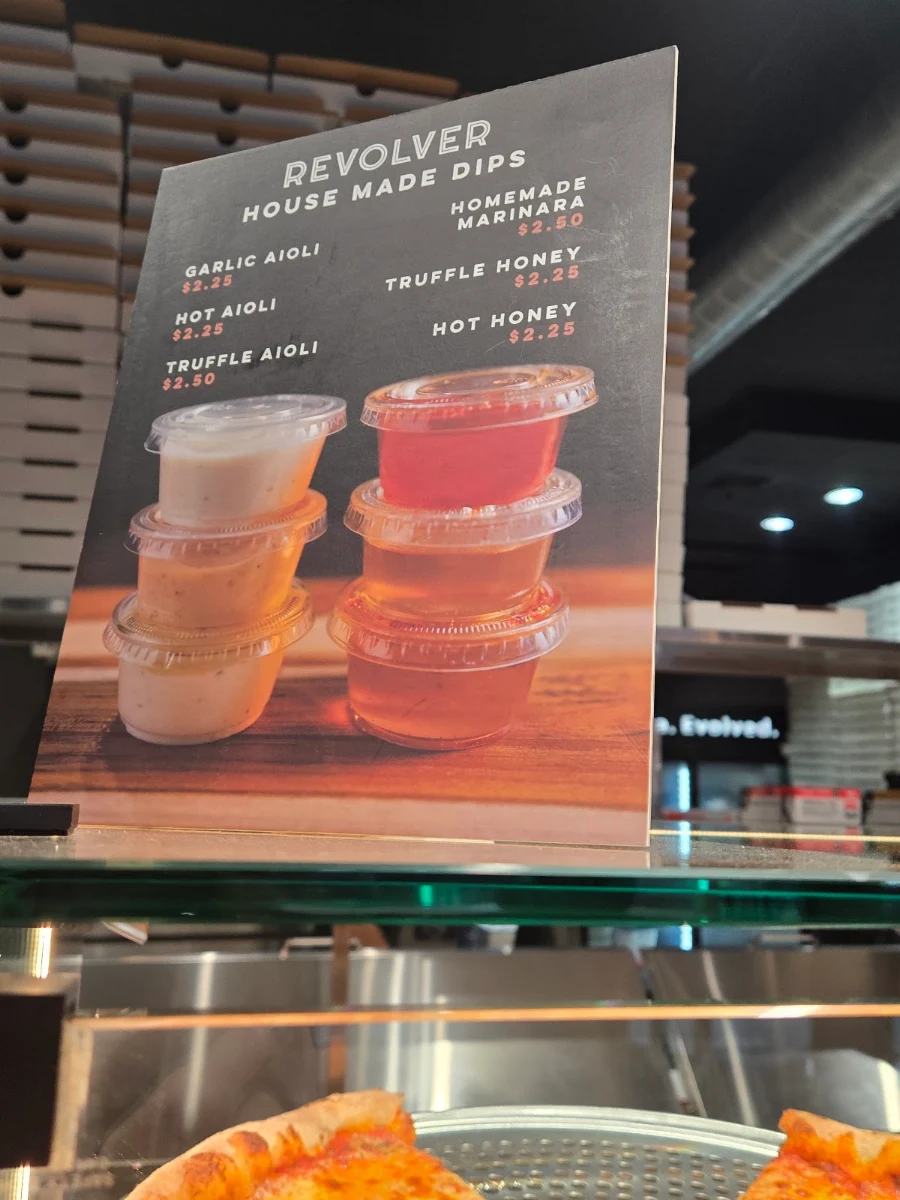 Menu, Revolver Pizza Co.