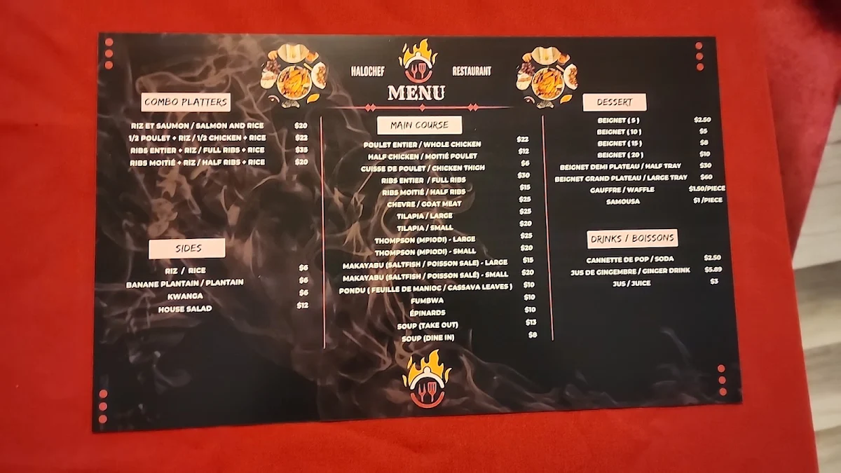 Menu, Halo Chef