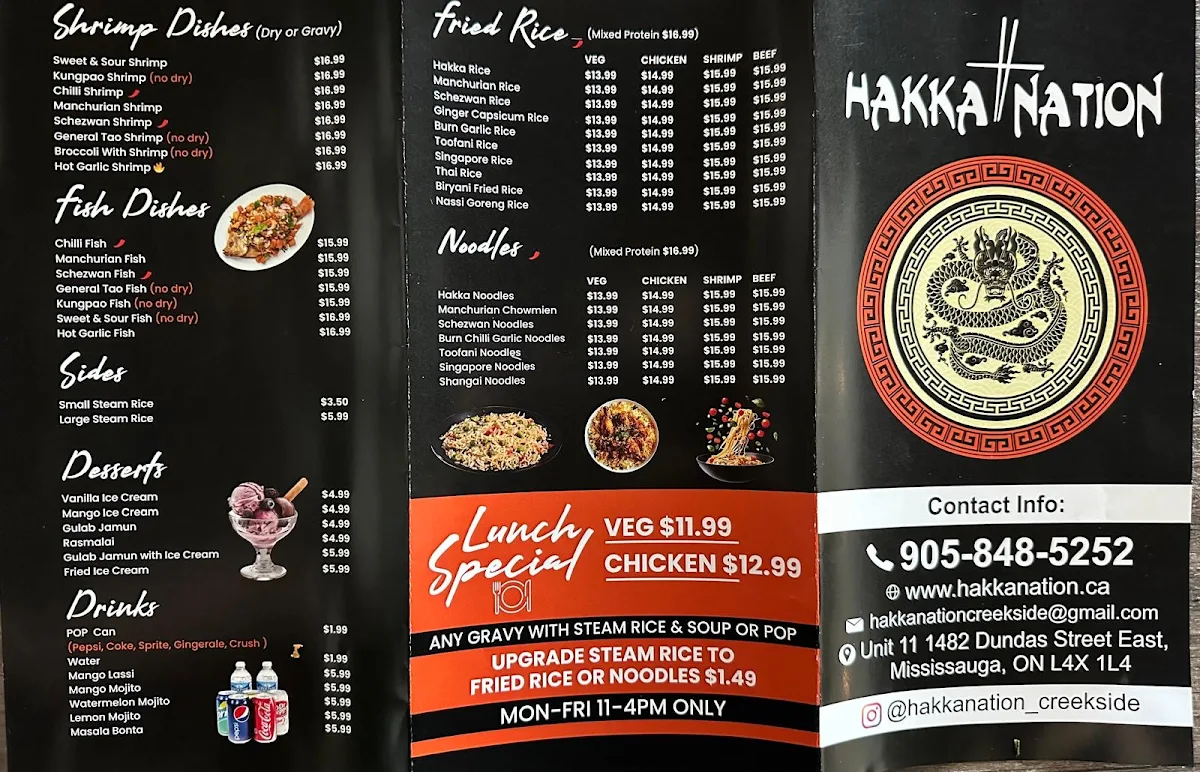 Menu, Hakka Nation Creek Side
