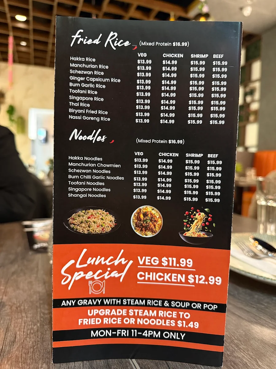 Menu, Hakka Nation Creek Side