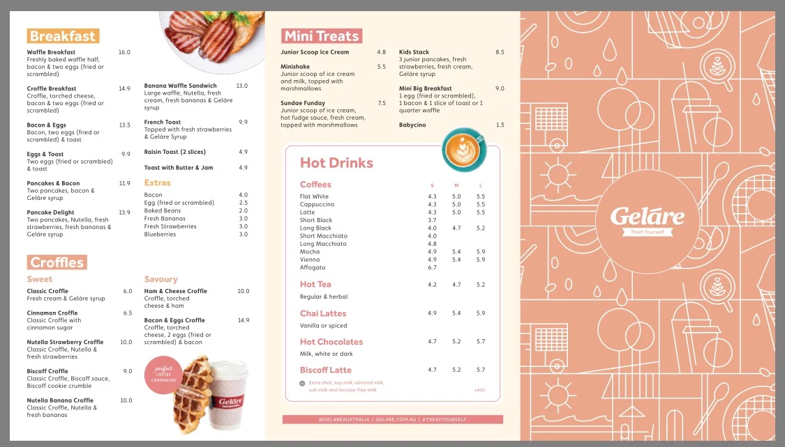 Menu, Geláre Applecross