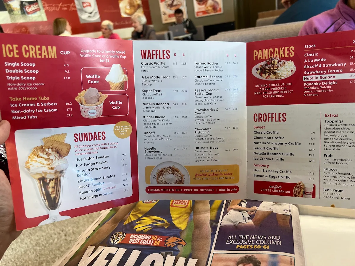 Menu, Geláre Applecross