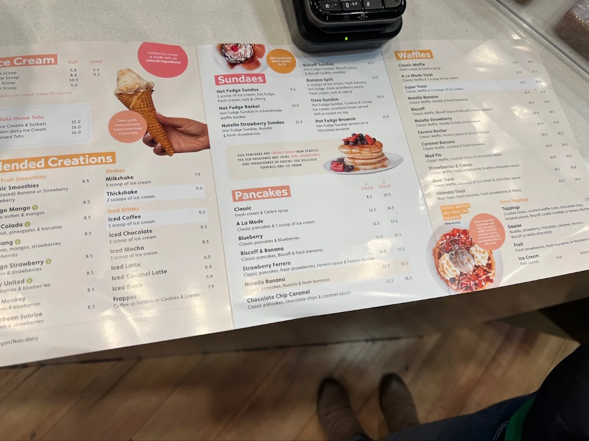 Menu, Geláre Applecross