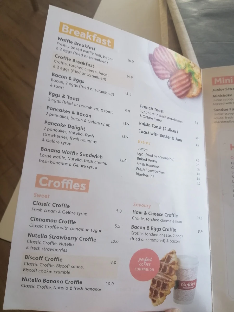 Menu, Geláre Applecross