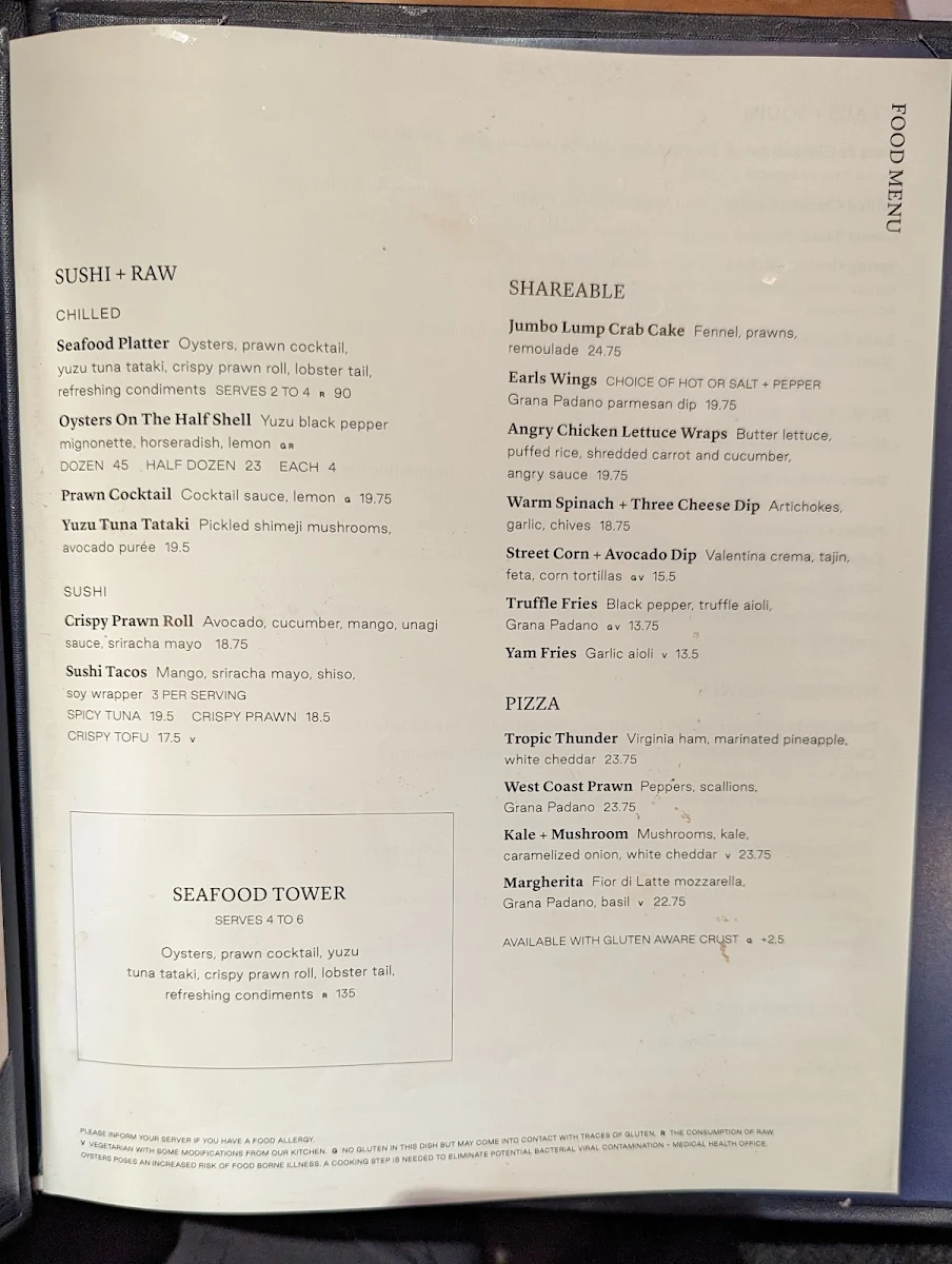 Menu, Earls Kitchen + Bar