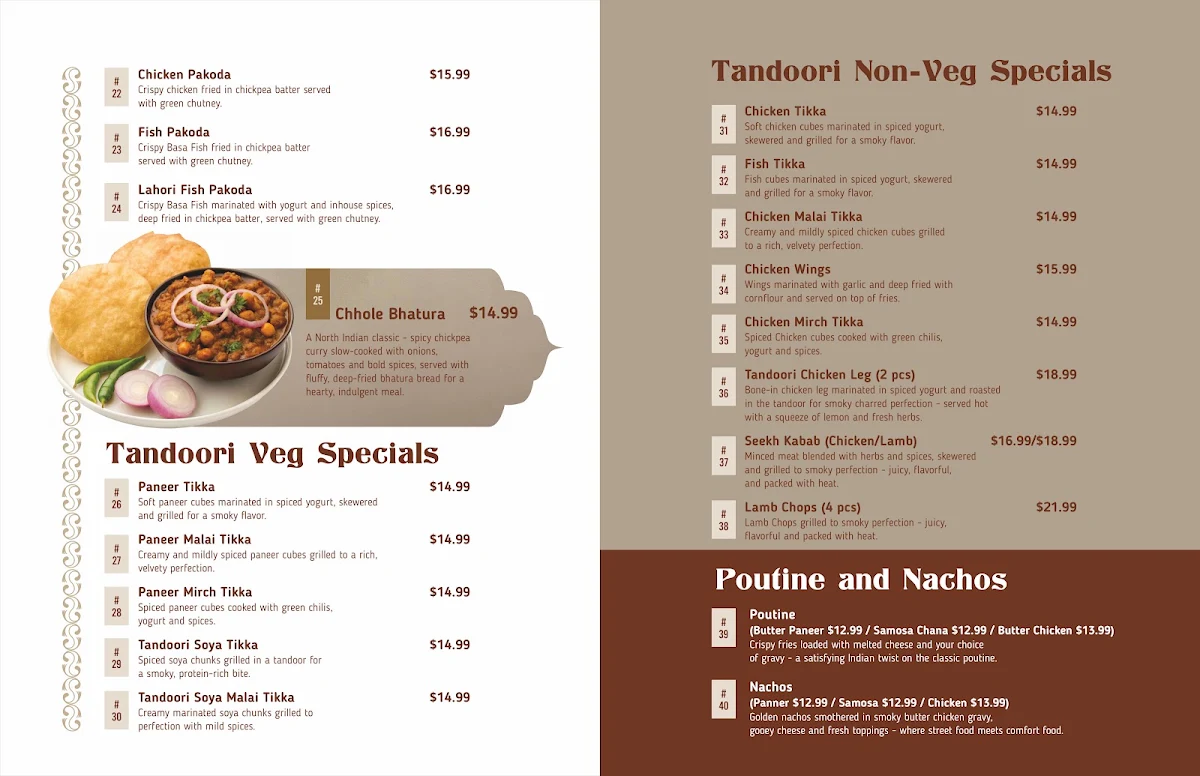Menu, Curry Culture Bistro - Bistro-style Indian Restaurant in Kitchener