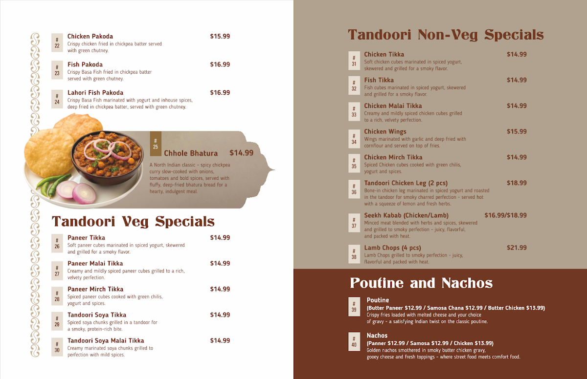 Menu, Curry Culture Bistro - Bistro-style Indian Restaurant in Kitchener