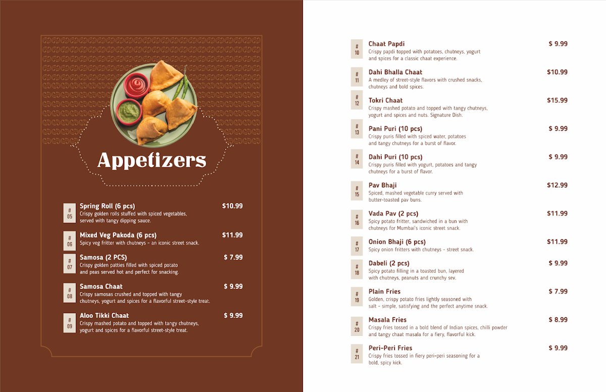 Menu, Curry Culture Bistro - Bistro-style Indian Restaurant in Kitchener