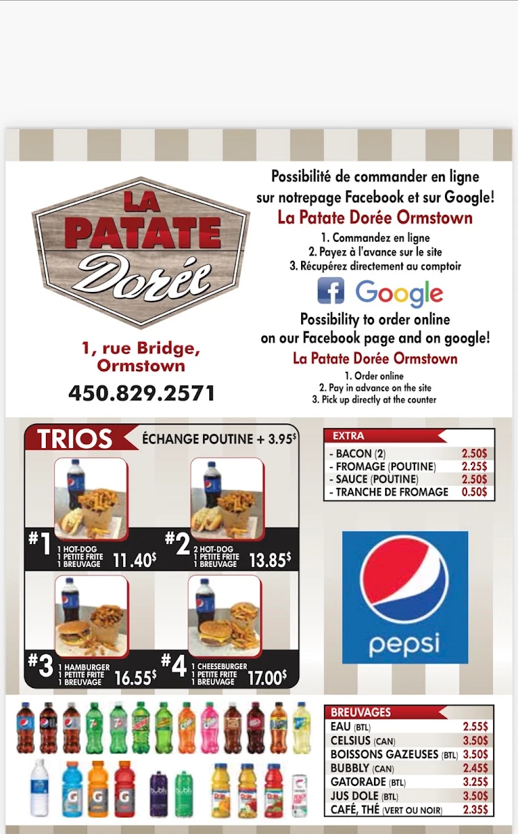 Menu, La Patate Dorée