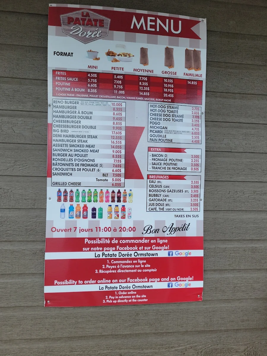 Menu, La Patate Dorée