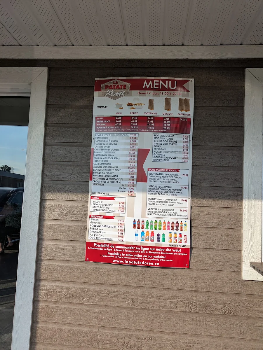 Menu, La Patate Dorée