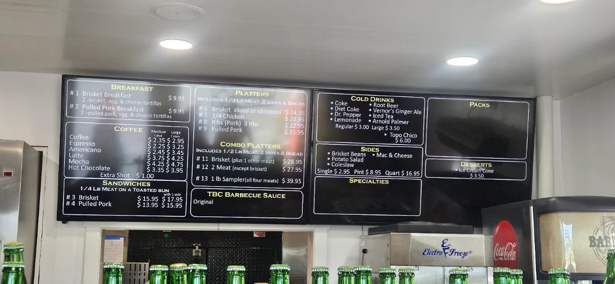 Menu, Texas Barbecue of Canada