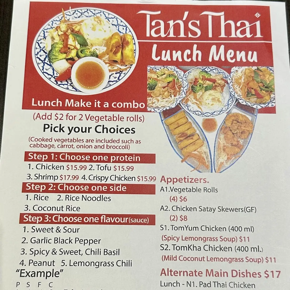 Menu, Nakhon Thai Restaurant