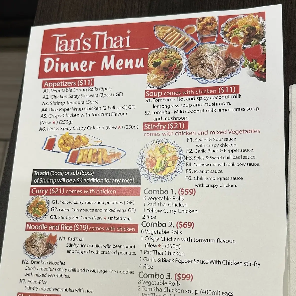 Menu, Nakhon Thai Restaurant
