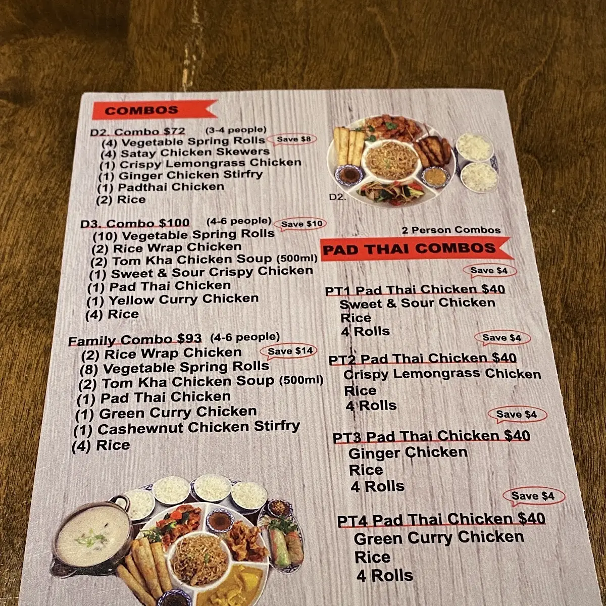 Menu, Nakhon Thai Restaurant