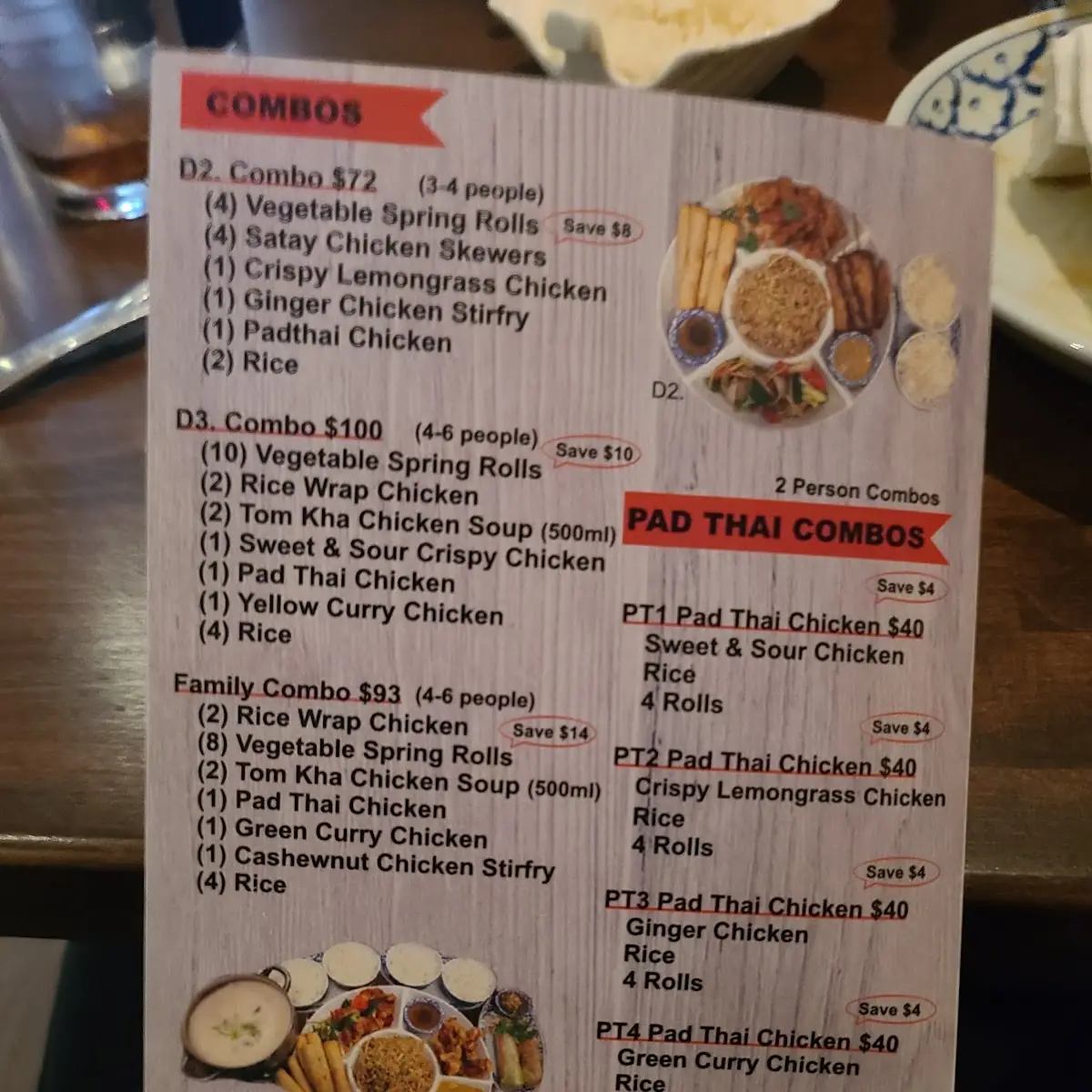 Menu, Nakhon Thai Restaurant