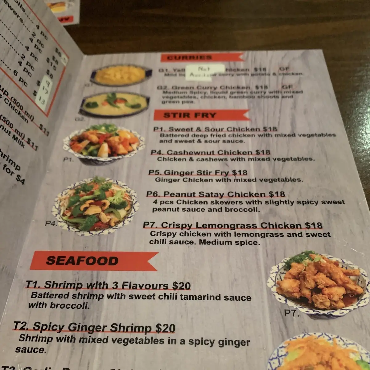 Menu, Nakhon Thai Restaurant