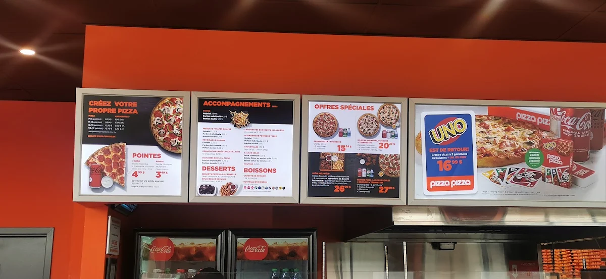 Menu, Pizza Pizza