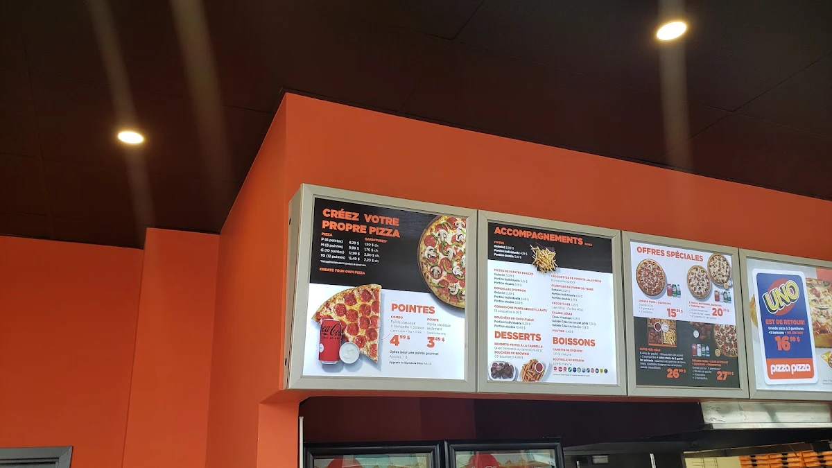 Menu, Pizza Pizza