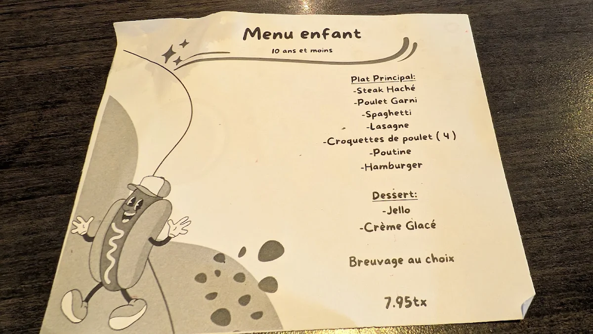 Menu, Restaurant à la rive