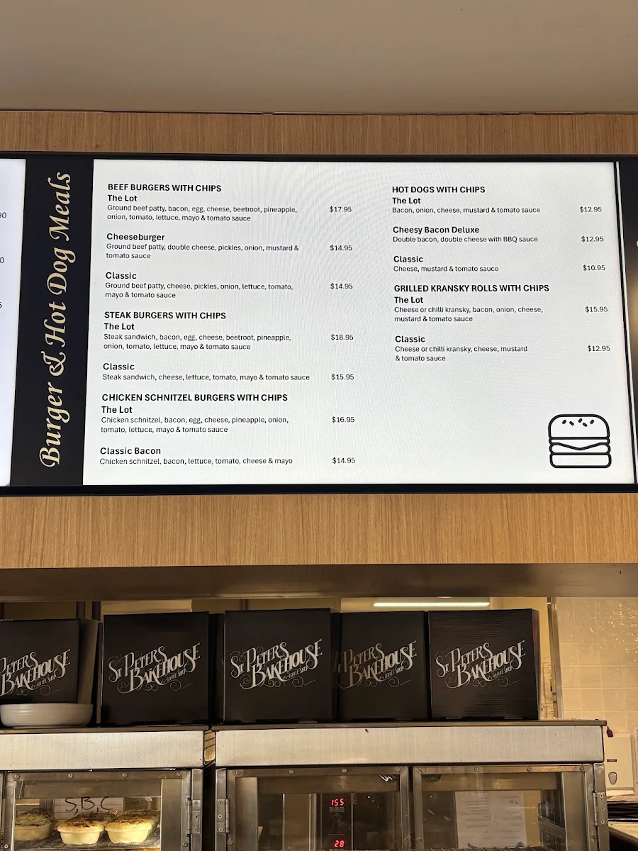Menu, St Peters Bakehouse and Coffee Shop Elizabeth