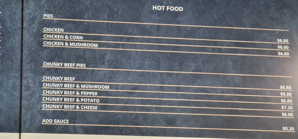 Menu, St Peters Bakehouse and Coffee Shop Elizabeth