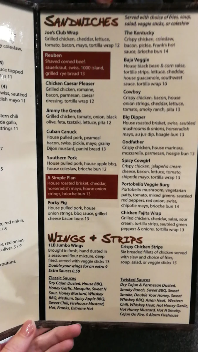 Menu, Joe Schmoe's Eats N Drinks
