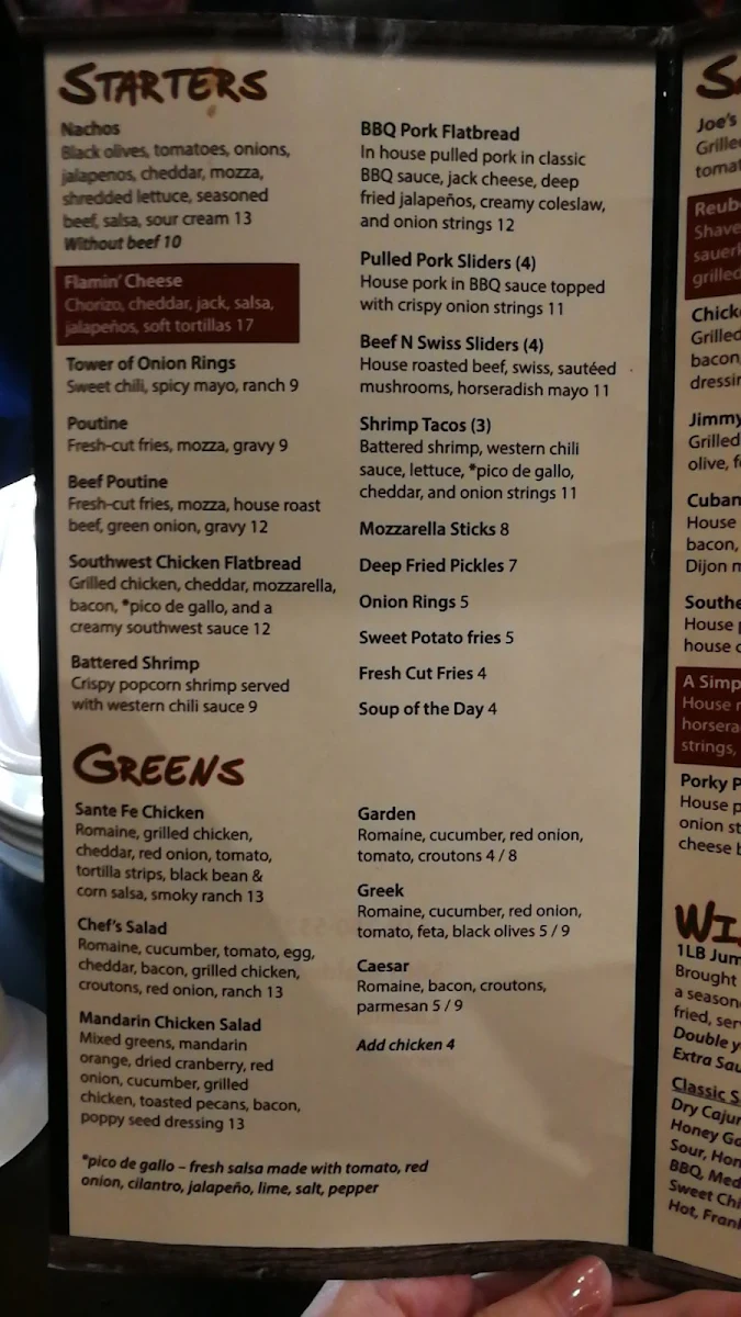 Menu, Joe Schmoe's Eats N Drinks
