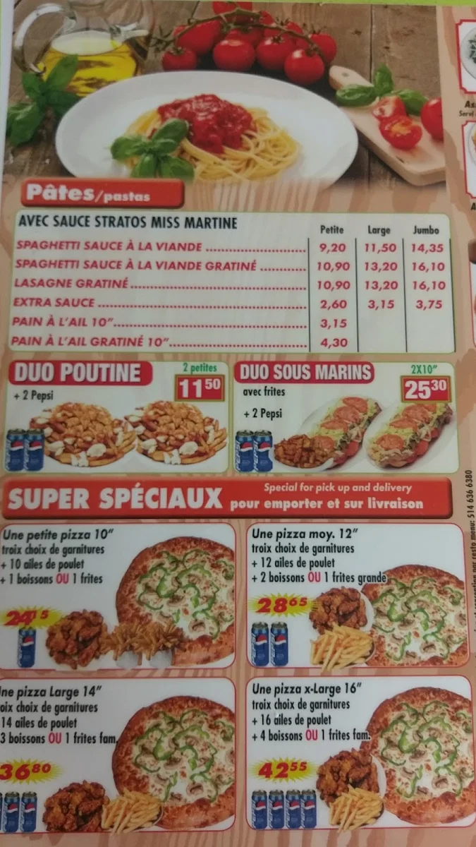 Menu, Pizza Miss Calgary - Pizza 2 pour 1
